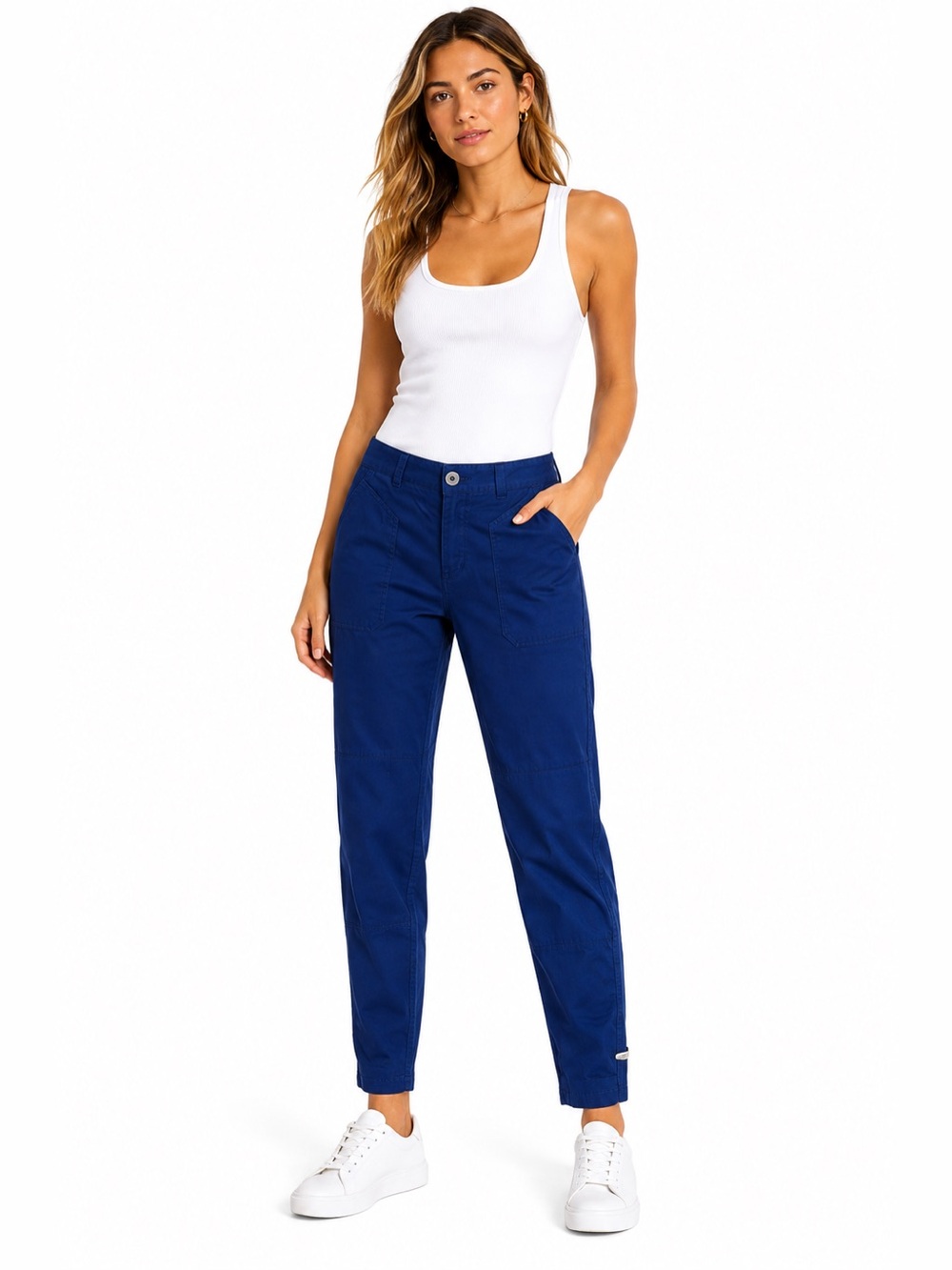 Anthropologie Hei Hei Mid Rise Straight Cargo Pant Size 25 Blue Shapphire
